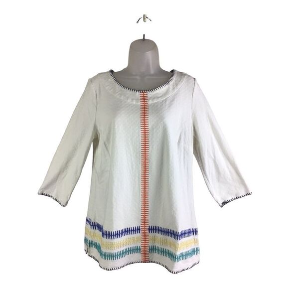 Soft Surroundings White Primary Color Embroidered Stitch Tunic Size Small - Picture 1 of 10